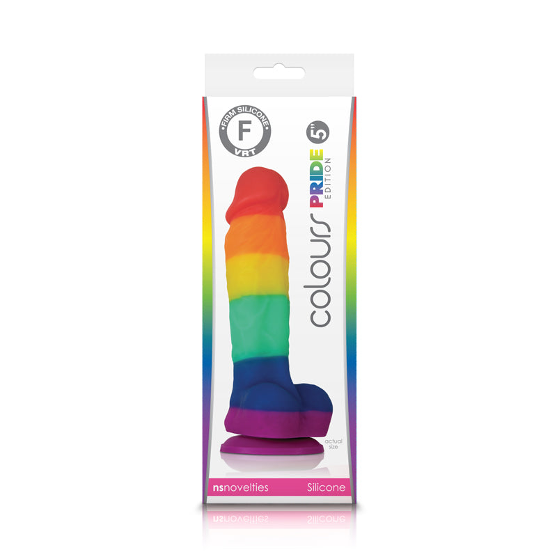 Rainbow silicone toy with pride edition packaging and a suction base.