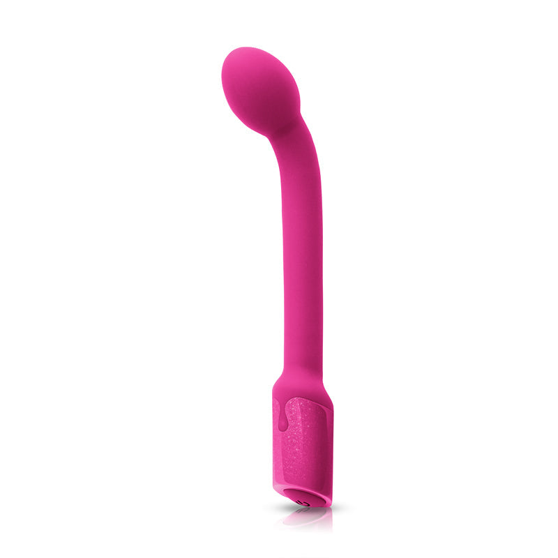 A pink, flexible G-spot wand with a textured base.
