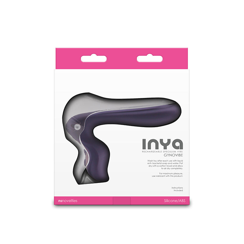 Purple and grey GynoVibe rechargeable speculum vibe in packaging.