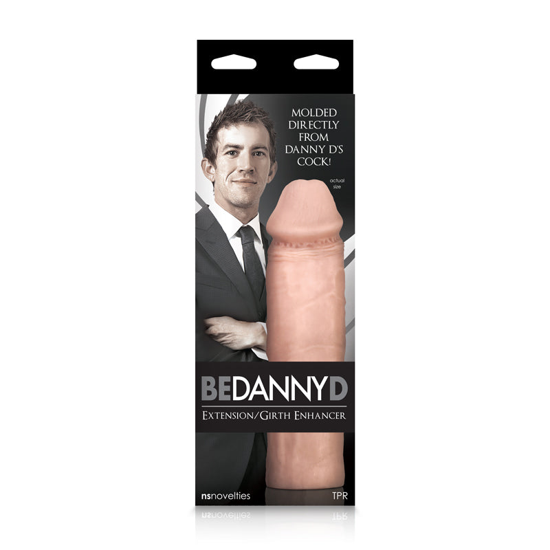 Girth enhancer extension sleeve in flesh-colored body-safe TPR with packaging.