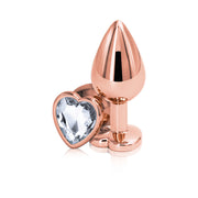 Rose gold heart anal plug made of lightweight aluminum.