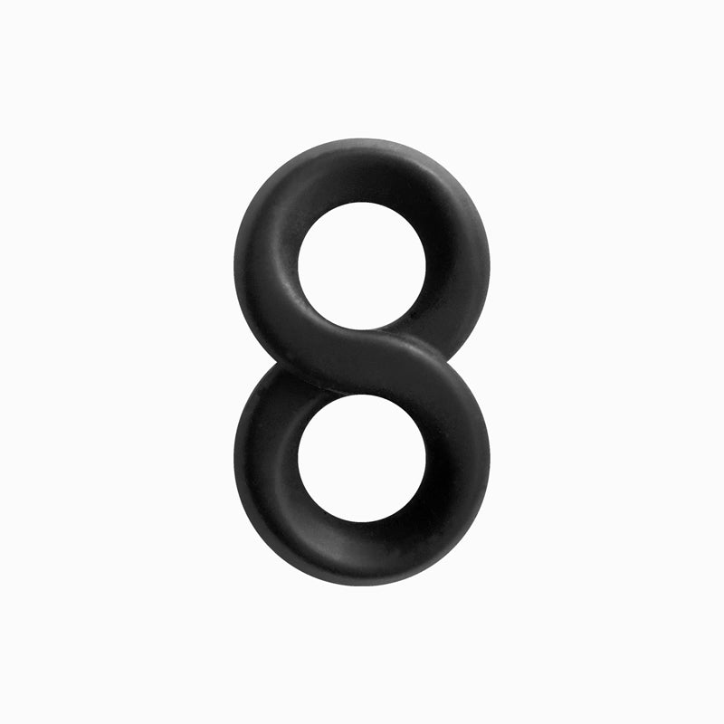 Black silicone infinity cock ring.
