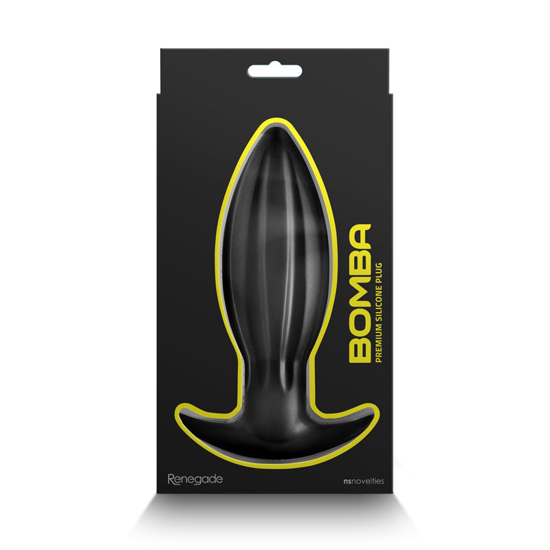 Black silicone plug with yellow trim on black packaging.