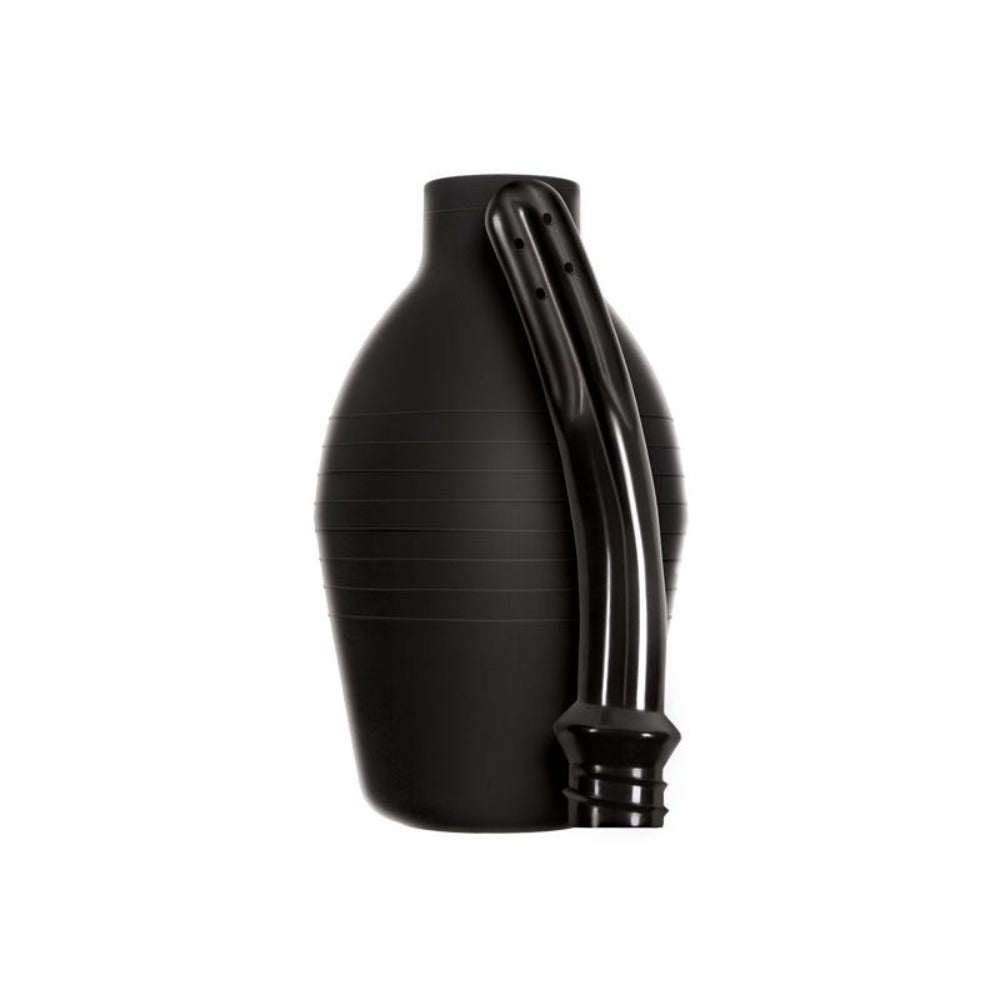 Black PVC body cleanser bulb with a flexible nozzle.