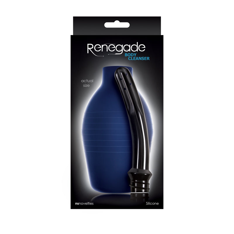 Renegade blue body cleanser with black applicator tip.