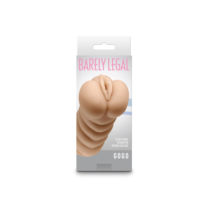 Gogo Stroker textured TPE male masturbator in tan.