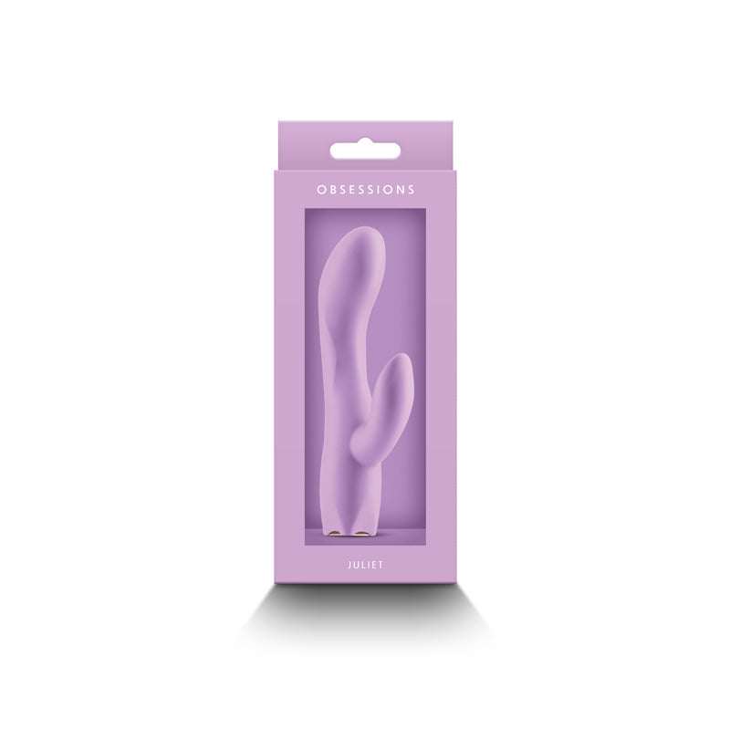 Light purple silicone vibrator in its packaging.