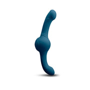 Teal rotating rechargeable massager with remote control.