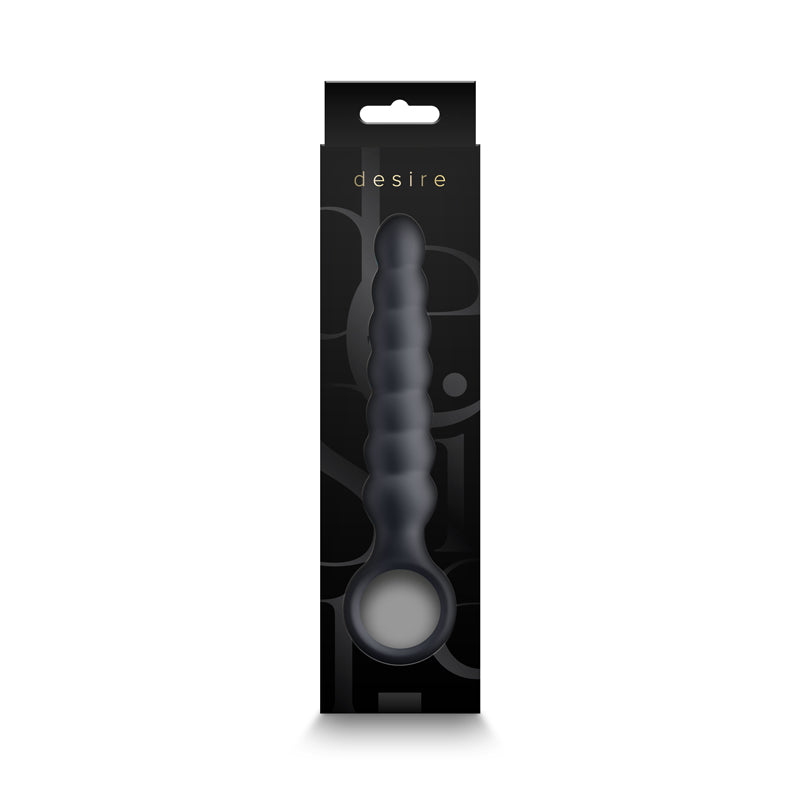 A smoke-colored vibrating wand with a finger ring in its packaging.