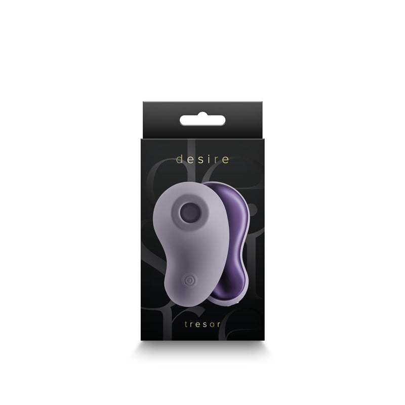 A purple and grey pulsating air technology stimulator in its packaging.