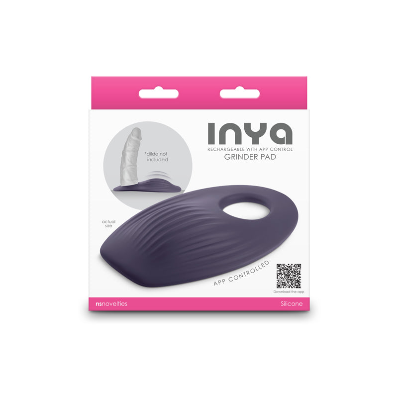Gray app-controlled vibrating grinding pad with textured surface.