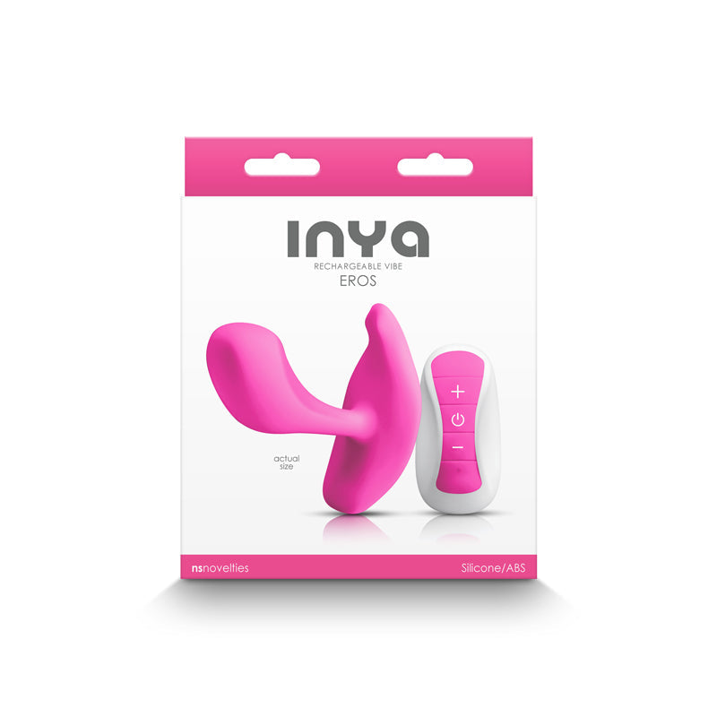 Pink silicone wearable vibrator with a remote control.
