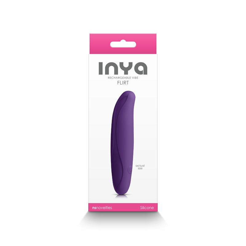 Purple flexible silicone vibrator in packaging.
