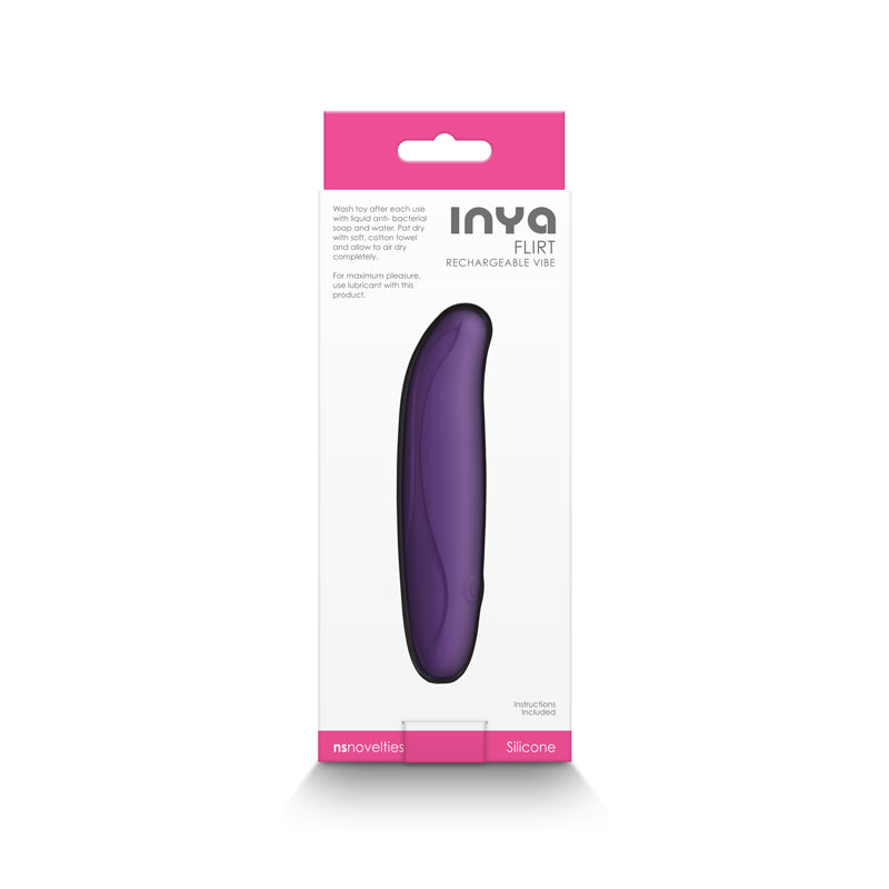 Purple flexible silicone vibrator in packaging.