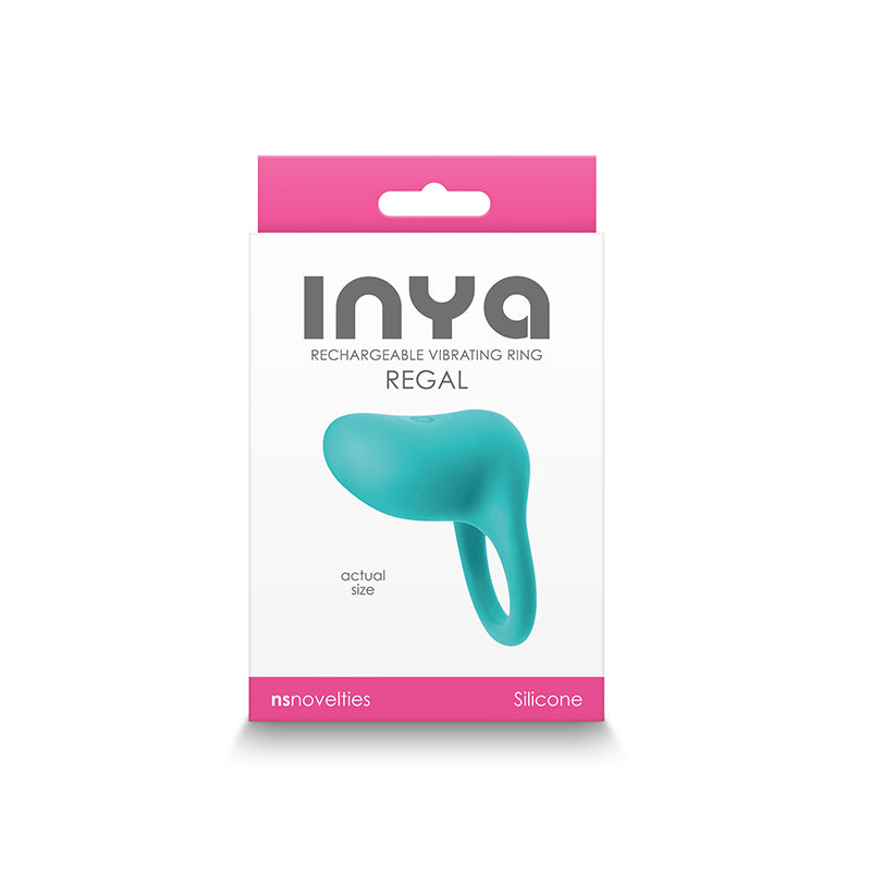 Teal Regal rechargeable vibrating ring by INYA.