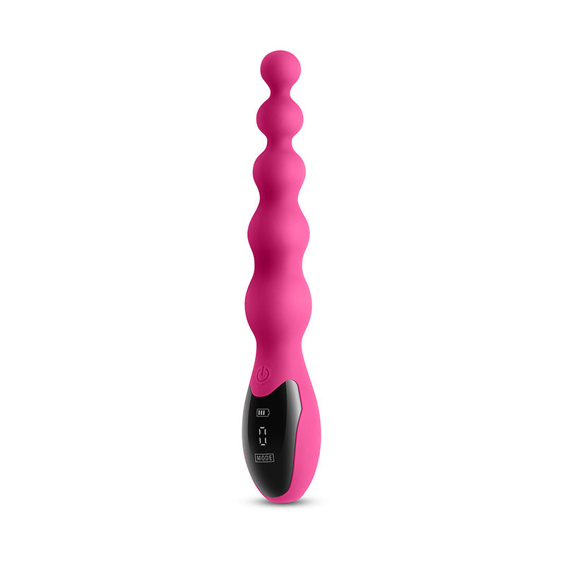 Pink silicone beaded vibrator with digital display.