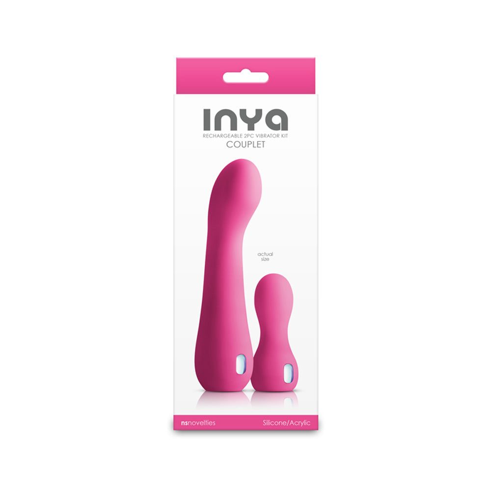 Pink INYA Couplet rechargeable G-spot vibrator and bullet set.