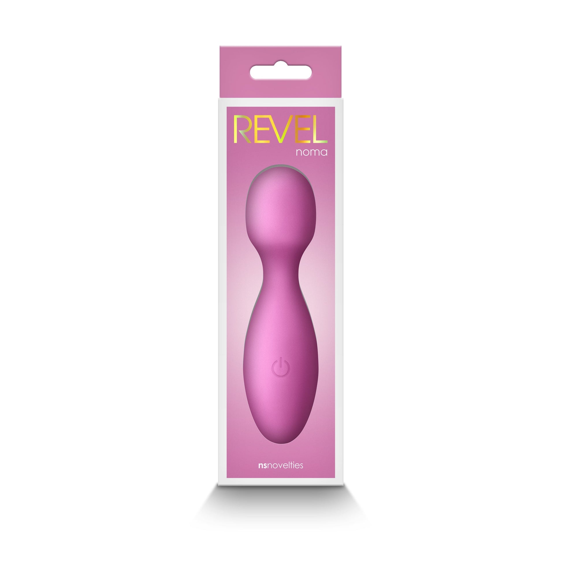 Pink Noma rechargeable silicone wand massager in packaging.