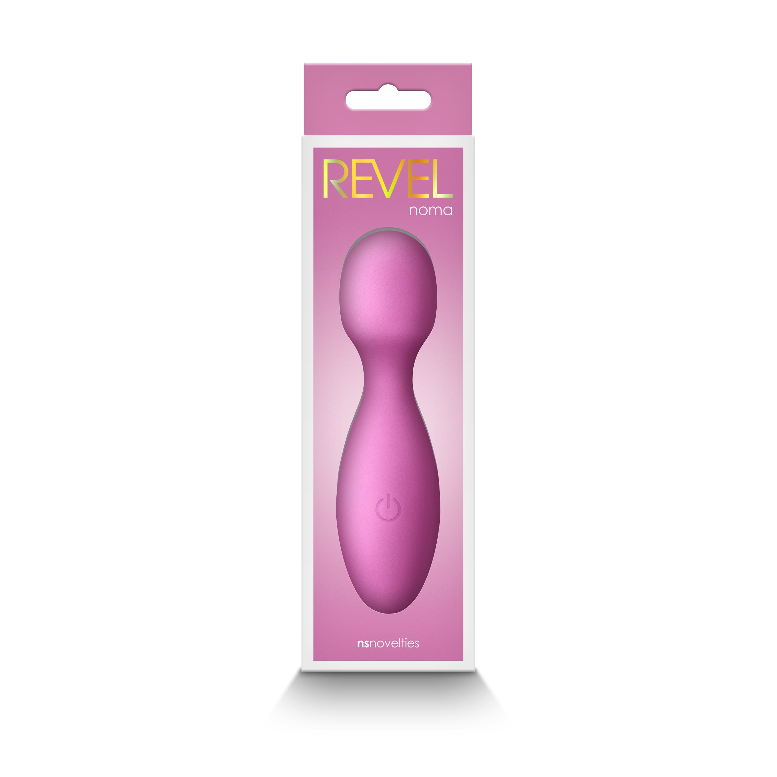 Pink Noma rechargeable silicone wand massager in packaging.