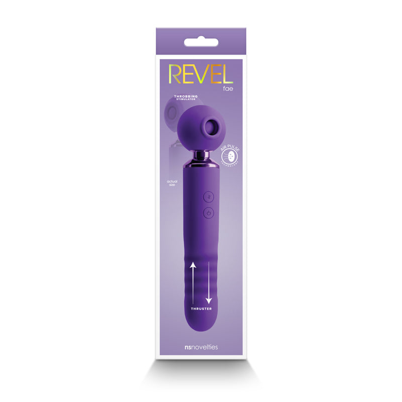 Purple Revel Fae vibrator with air pulse technology and thruster.