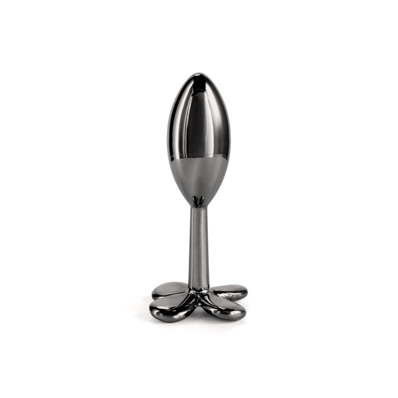 Gunmetal chrome clover aluminum anal plug