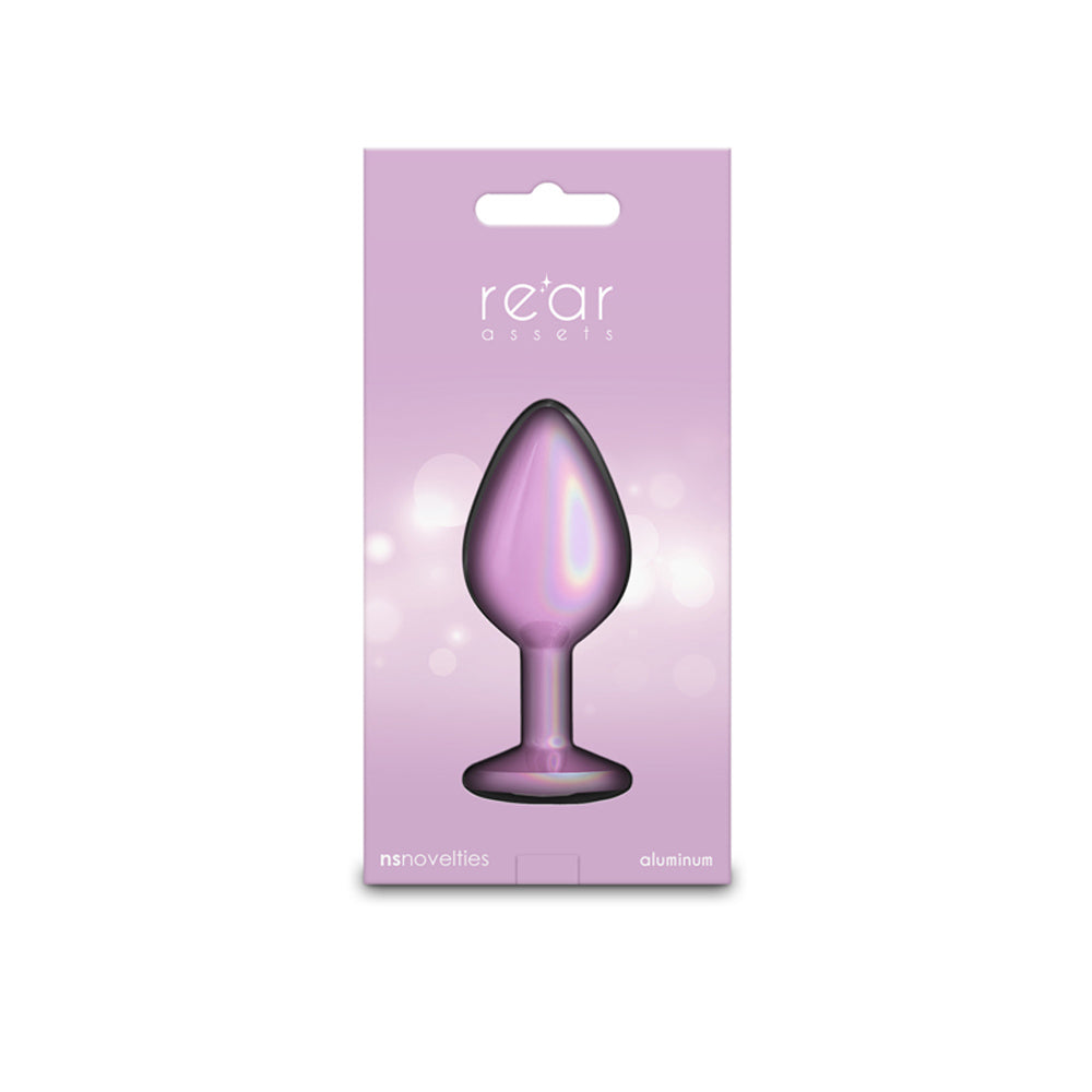 Iridescent pink aluminum anal plug, medium, by NS Novelties.
