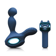 Blue rotating prostate massager with remote control.