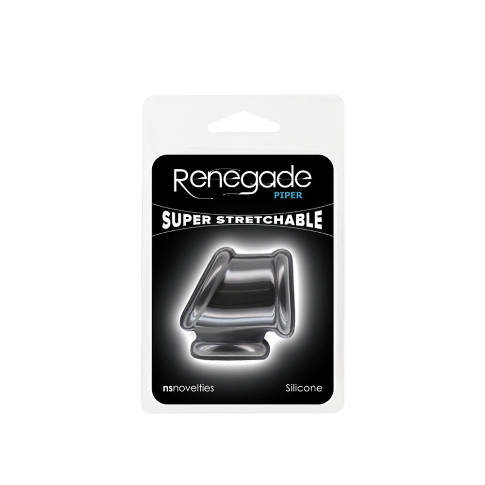 Renegade Piper black silicone cock and ball ring.