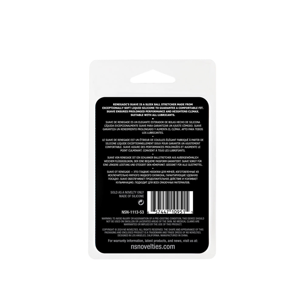 Black Suave silicone ball stretcher made from soft liquid silicone.