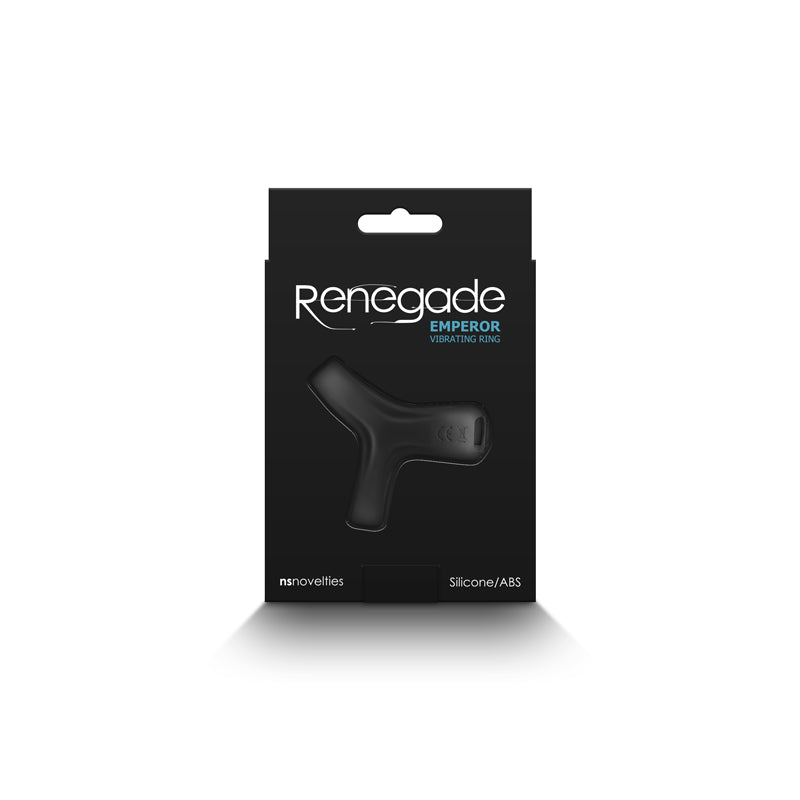 Black Renegade Emperor vibrating ring in packaging.