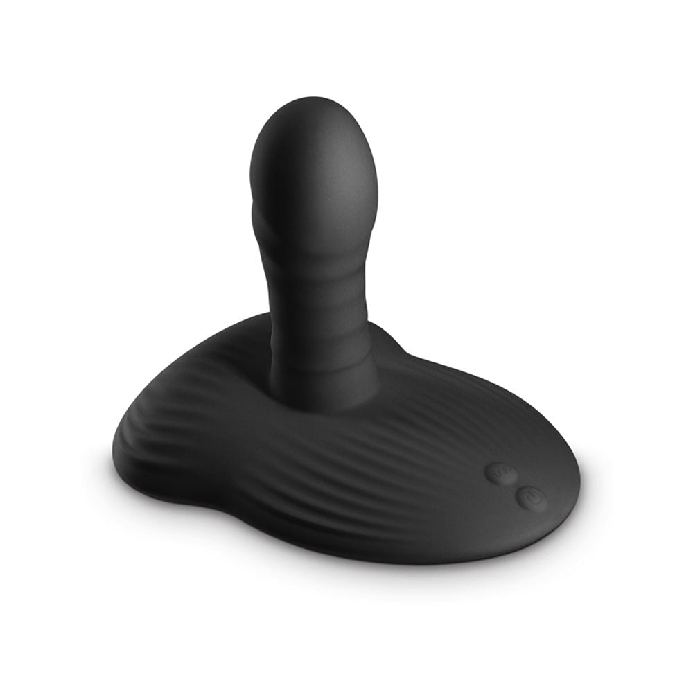 Black app-controlled thrusting and grinding wand with a textured base.