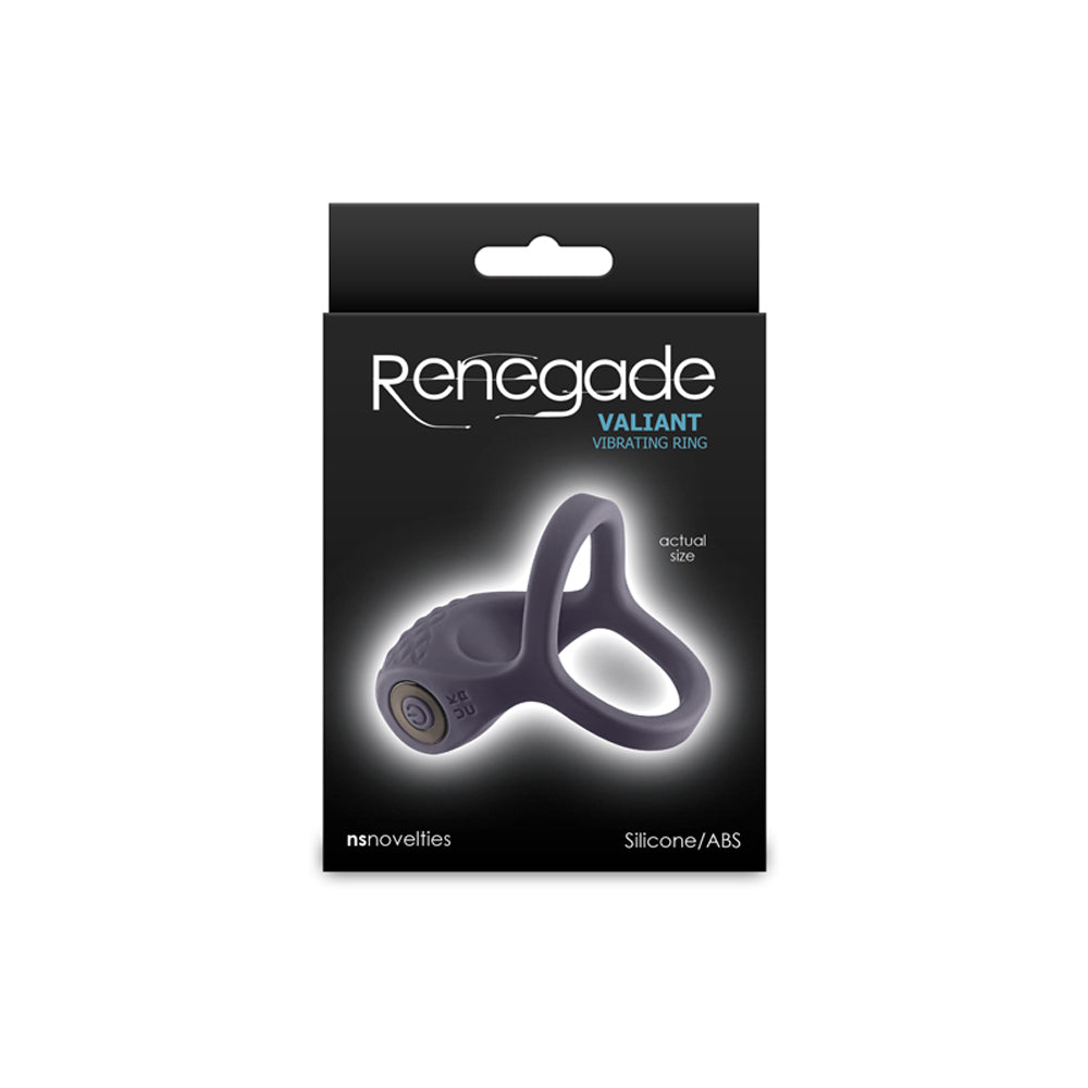 Gray silicone vibrating cock and ball ring by Renegade.