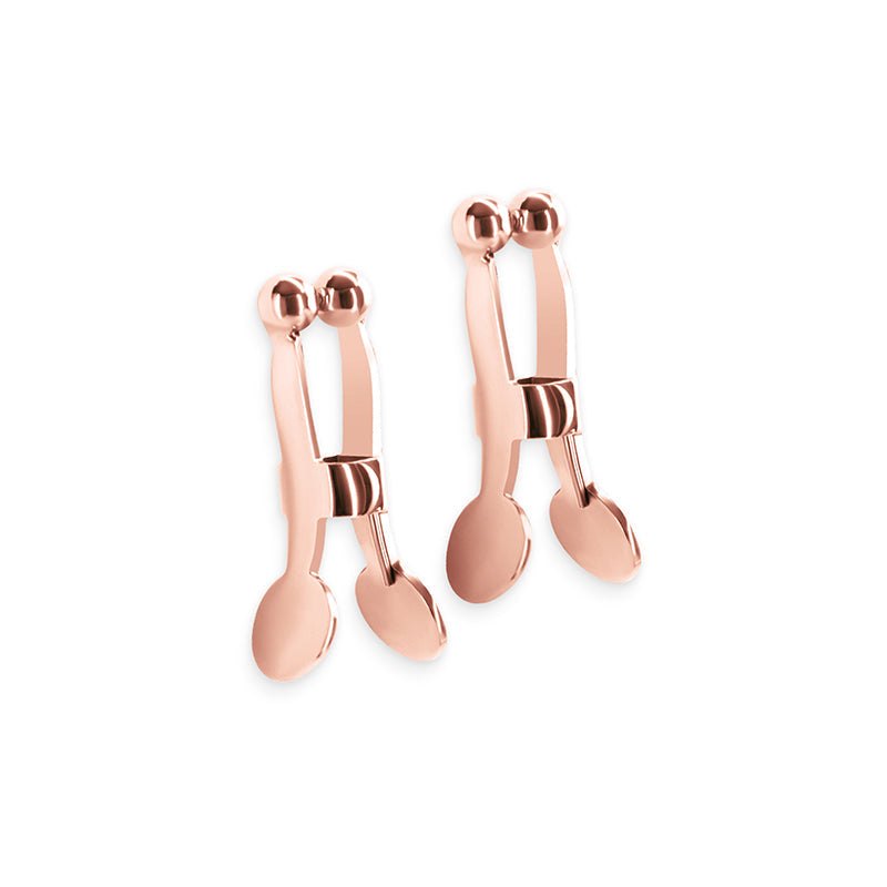Rose gold ball-tipped nipple clamps with a secure grip.