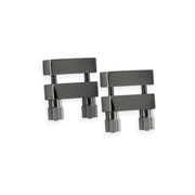 Adjustable gunmetal stainless steel nipple clamps with knurled knobs.