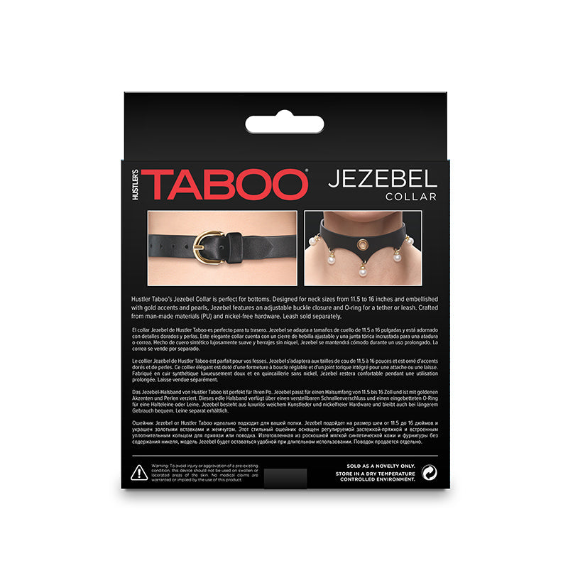 Hustler Taboo Jezebel collar with gold accents and pearls.