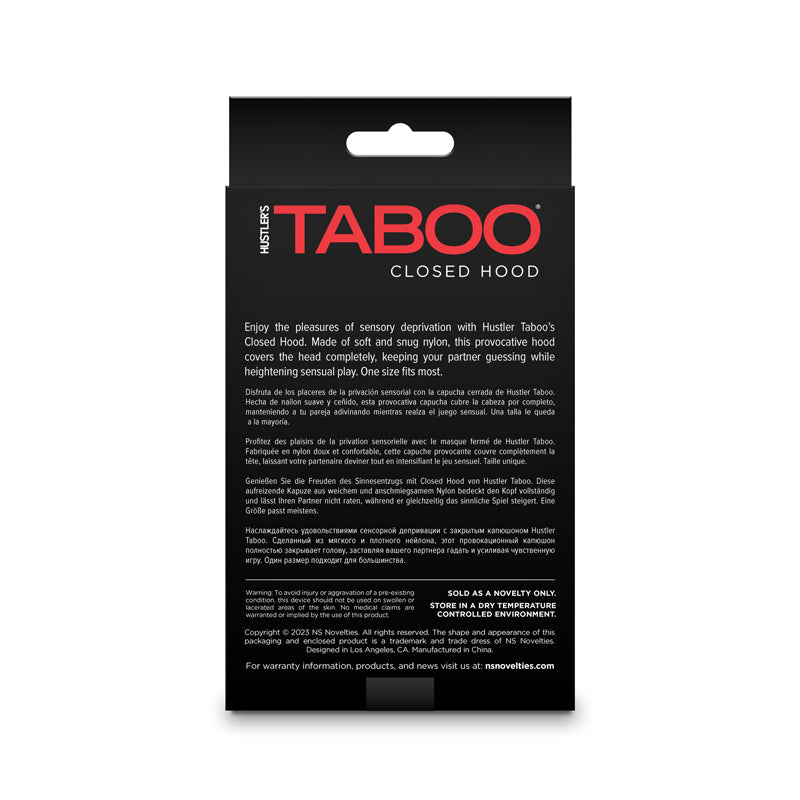 Hustler Taboo black nylon sensory deprivation mask.
