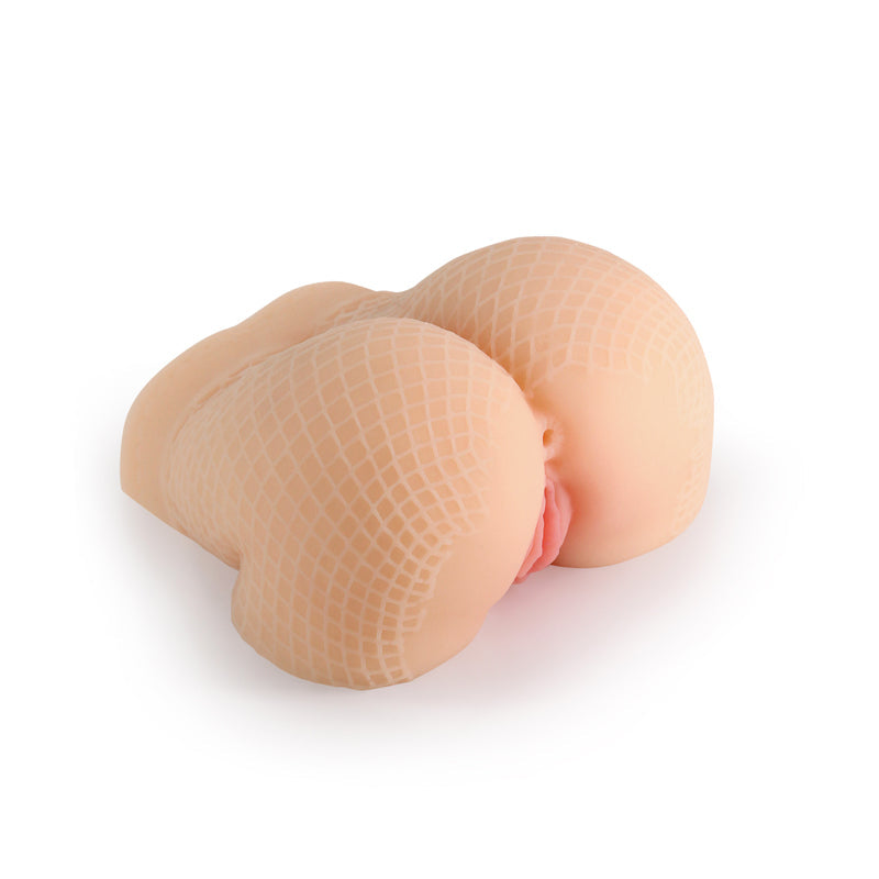 Tan Leilani textured fishnet stroker with realistic faux fishnet pattern and internal opening.