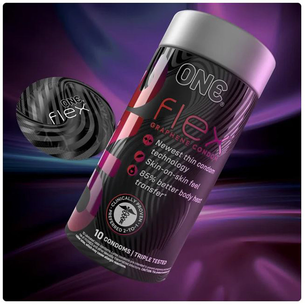 ONE Flex Graphene Latex Condoms, 10 count, ultra thin with advanced material.