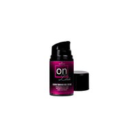 A black pump bottle of Sensuva ON Libido enhancing cream with the cap off.