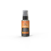 Luxury massage oil with pheromones and hyper-glide in a clear bottle.