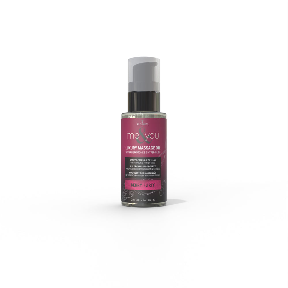 Sensuva Berry Flirty Hyper-Glide massage oil with pheromones.