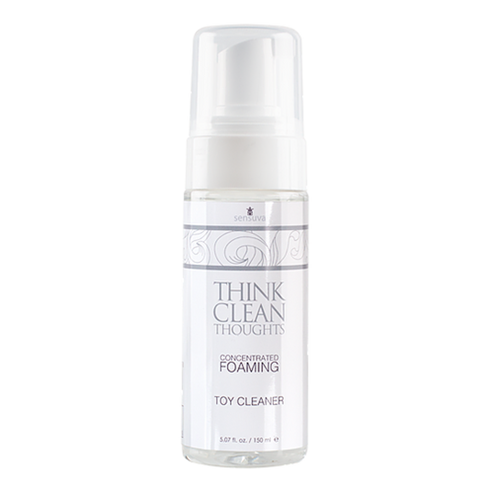 A bottle of Sensuva Think Clean Thoughts concentrated foaming toy cleaner.