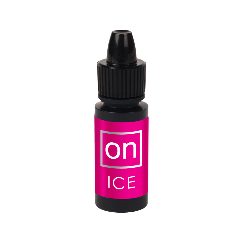 A small black bottle with a pink label that says "on ICE".