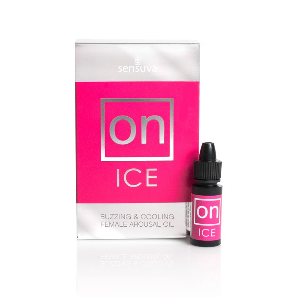 A box and bottle of Sensuva On Ice female arousal oil.