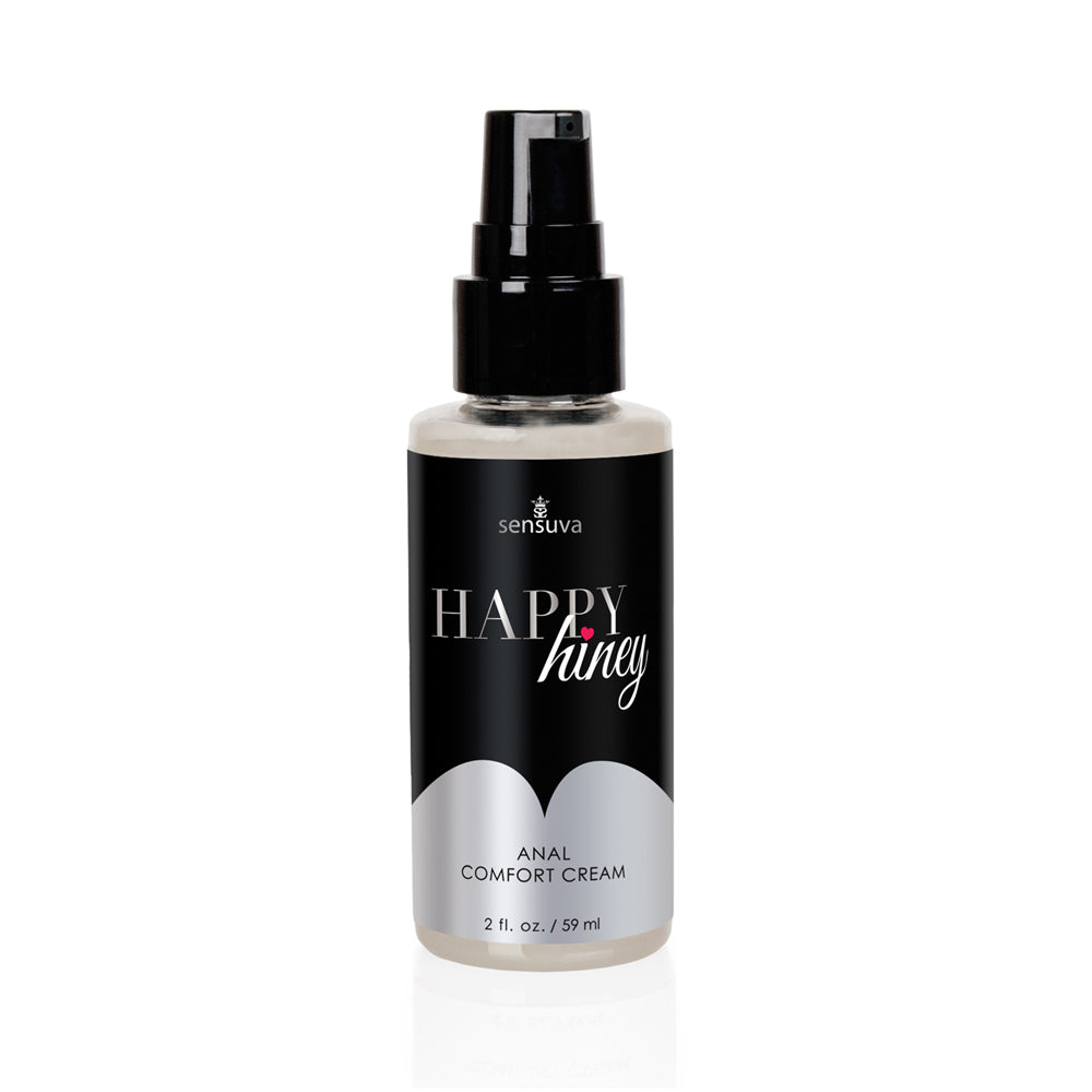 Sensuva Happy Honey anal comfort cream in a black bottle.
