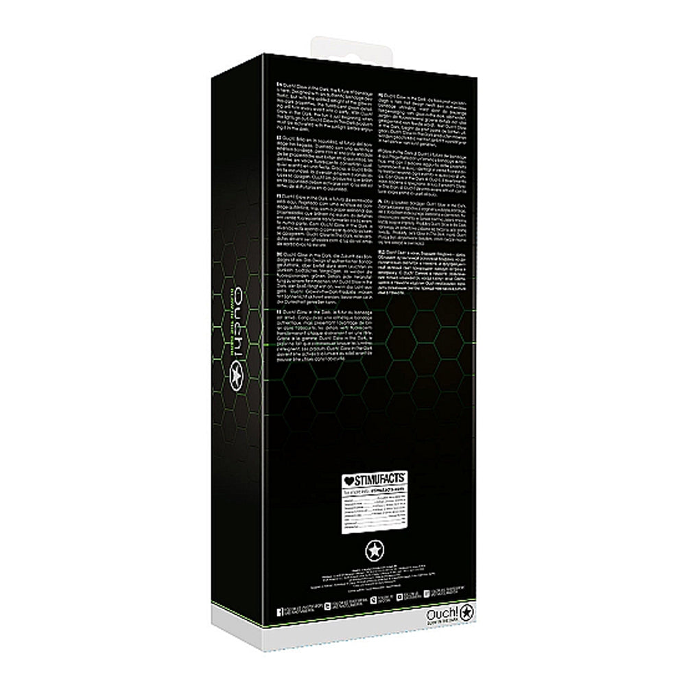 A black box with green accents and text for a glow-in-the-dark bondage kit.