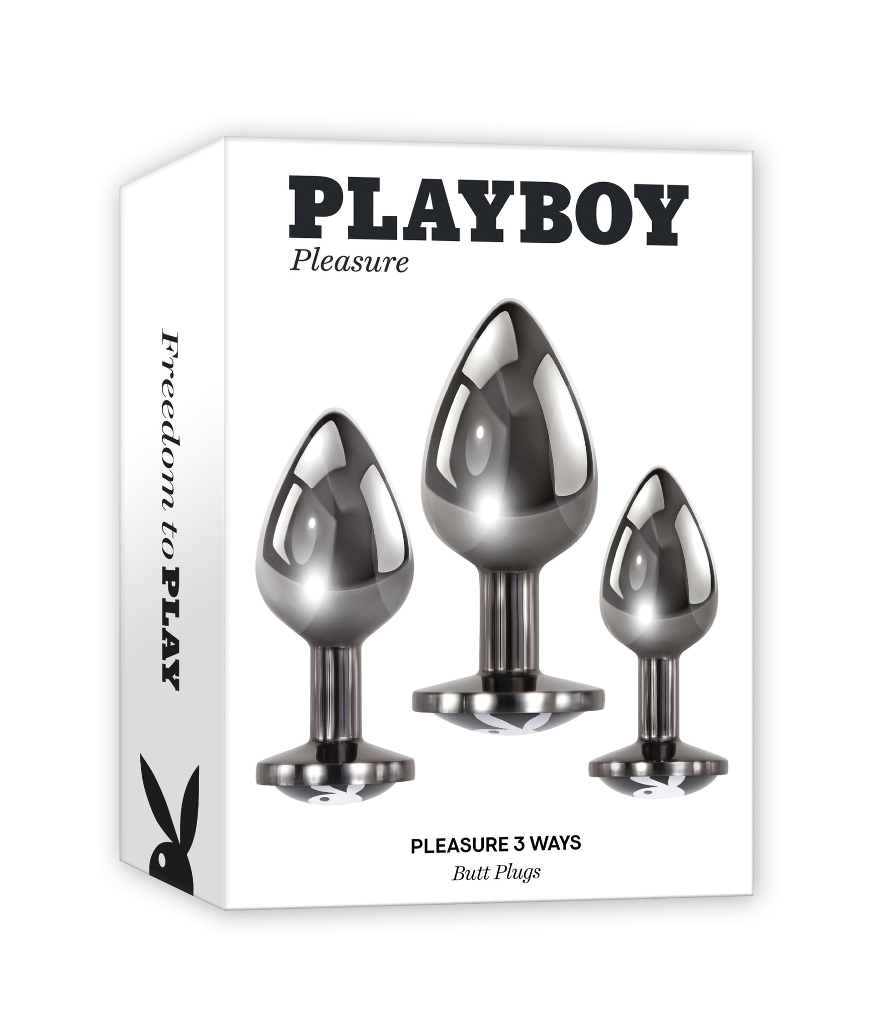 Playboy Pleasure 3 Ways Butt Plugs set with glass gems.