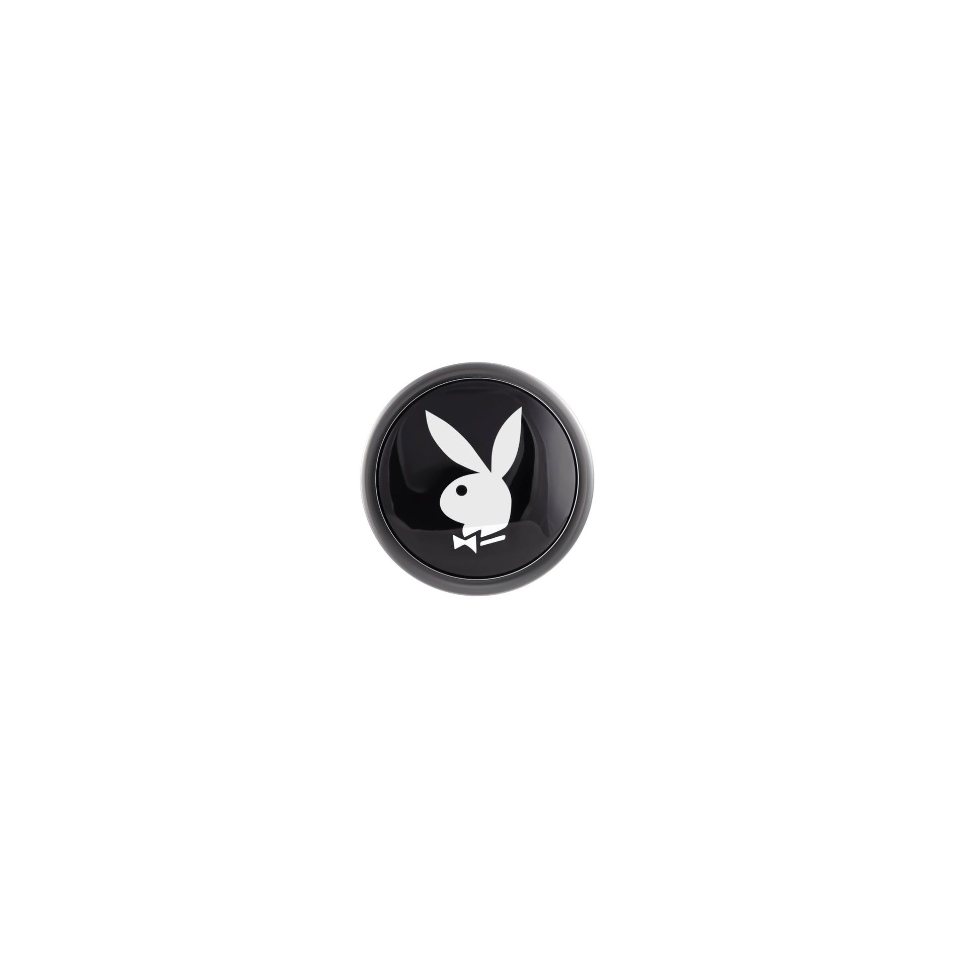 Small aluminum anal plug with flared base featuring the Playboy Tux logo.