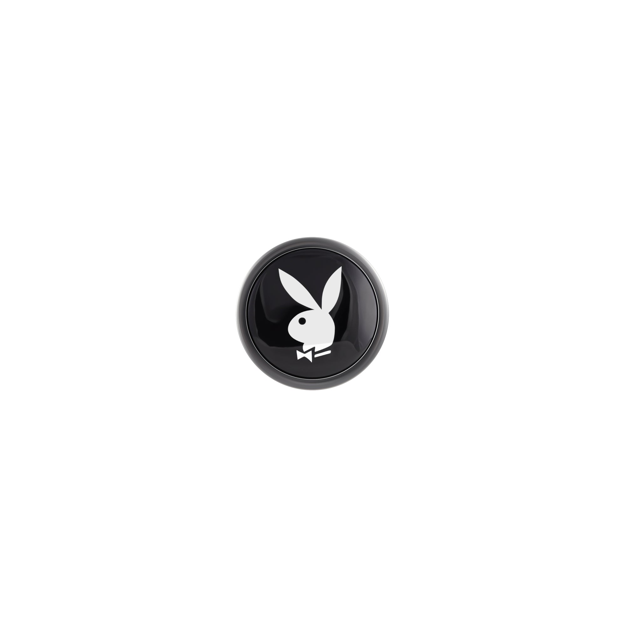 Small aluminum anal plug with flared base featuring the Playboy Tux logo.