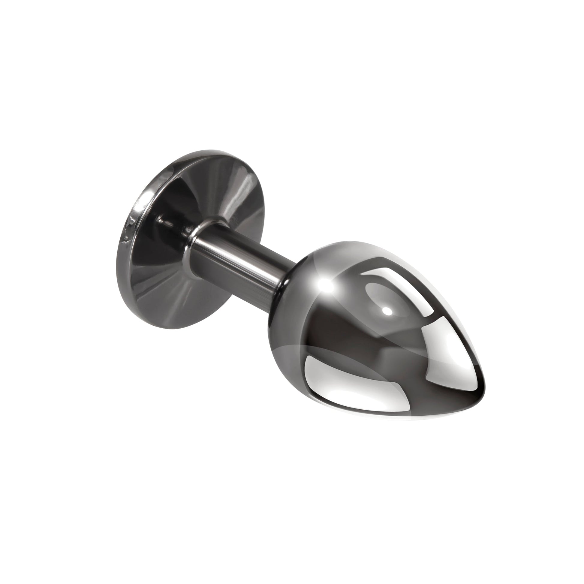 Small aluminum anal plug with a flared base.
